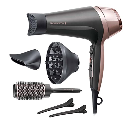 Remington Sèche-cheveux Ionique [Multifonction: boucle, ondule, lisse] Curl&Straight (2200W, 3 températures/ 2 vitesses, concentrateur incurvé unique, brosse à coiffer 45mm, accessoires) D5707