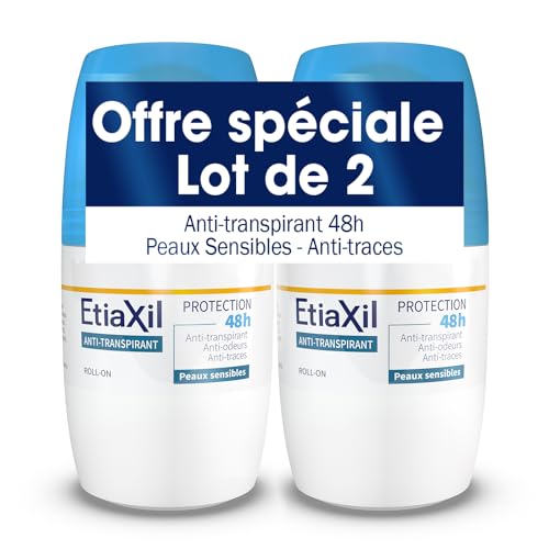 ETIAXIL - Déodorant Anti-transpirant - Traitement Transpiration Modérée - Aisselles - Protection 48h - Roll On - Fabriqué en France - 50 ml - Lot de 2