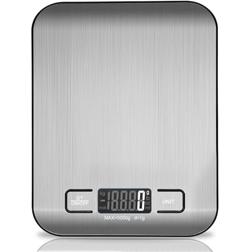 Balance de cuisine numérique, balance de cuisson électronique en acier inoxydable de 5 kg, balance pour aliments ultra-mince élégante.