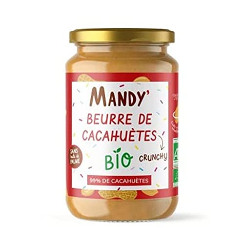 MANDY' Beurre de cacahuetes bio avec morceaux et sans huile de palme - Le pot de 340g