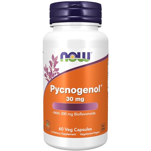 Now Foods, Pycnogenol, 30mg, Extrait d'Écorce de Pin, 60 Capsules végétaliennes, Sans Soja, Sans Gluten, Végétarien, Sans OGM