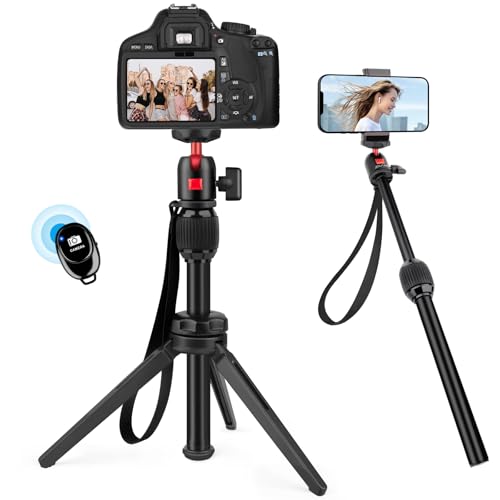 JOILCAN Mini trépied en Aluminium, Trépied de Table Portable avec Rotule Entièrement Pivotante et Télécommande, Trépied Selfie Léger pour Smartphone/Appareil Photo/Projecteur/Webcam