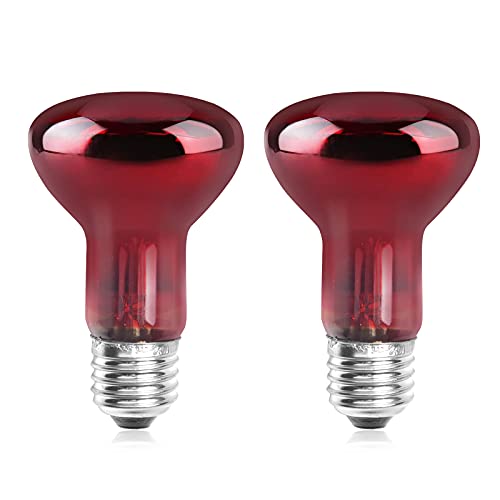 Bonlux 50W Lampe chauffante infrarouge Dimmable E27 R63 Ampoule Rouge lampe chauffante pour reptiles UVA+UVB AC220-240V lumière chauffante pour amphibiens, tortue, gecko, tortues, serpents (2pcs)