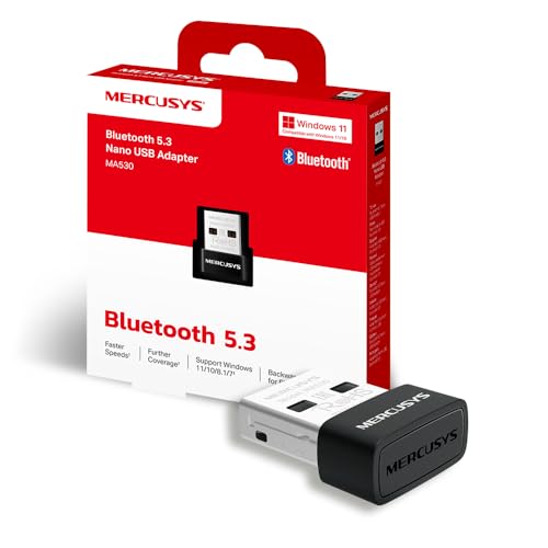 MERCUSYS MA530 TP-Link Adaptateur Bluetooth 5.3, Dongle Bluetooth 5.3, Clé Bluetooth pour PC, Casque, Souris, Manette, Clavier, Imprimantes, Smartphone, Tablette, Compatible avec Windows 11/10/8.1/7