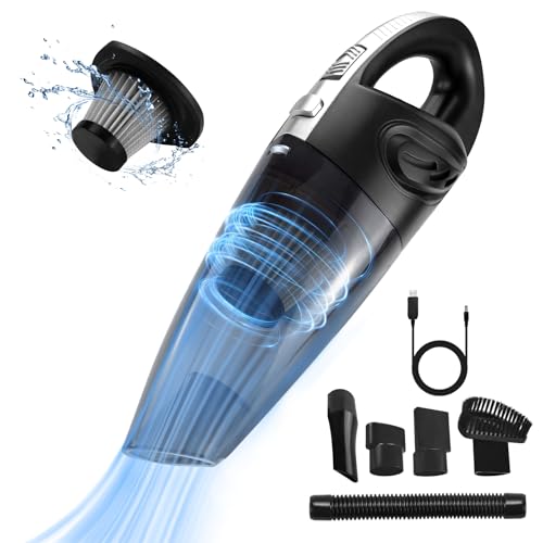 CNMTCCO aspirateur à Main sans Fil,6000pa,7.4v,mouillé et Sec,Dispose d'un Filtre HEPA Lavable,Convient pour la Voiture et la Maison,élimine Facilement Les Poils d'animaux,avec 5 Accessoires.