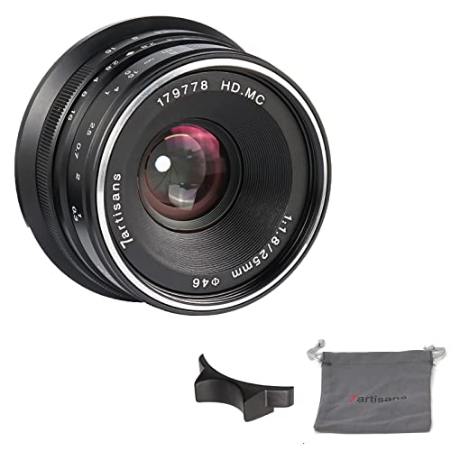 7Artisans 25 mm F1.8 Mise au Point Manuelle Objectif pour Sony Emount Caméras comme A7 A7ii A7R A7rii A7S A7sii A6500 A6300 A6000 a5100 A5000 EX-3 NEX-3 N Nex-3r NEX-F3 K NEX-5 NEX-5 N - Noir
