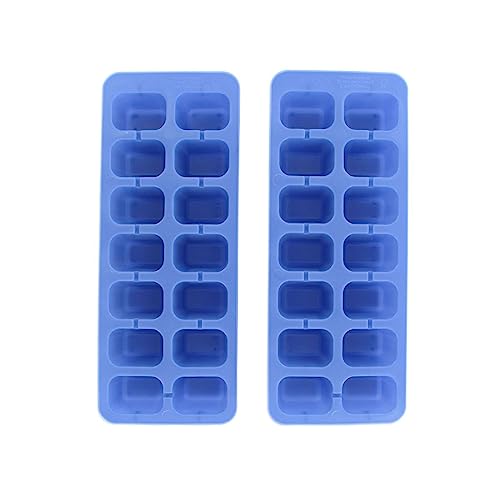 Fackelmann 04212 Bac à glaçons, lot de 2 bacs à glaçons bleus, bac à glaçons capacité 14 glaçons, bac pour 14 glaçons, Plastique, Bleu, 23,6 x 9,2 cm