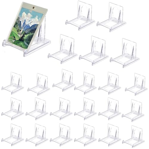 XSEXO 24 PCS Support de Présentation Réglable Transparent Supports de Plaque Affichage en Plastique Chevalets Transparents Présentoir de Livre pour Menu, publicité, Assiette, Photo