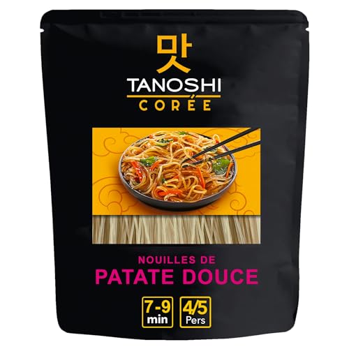 TANOSHI - Nouilles Coréennes de Patate Douce à Cuire - Pour Japchae - Sans Gluten - Paquet de 210 g