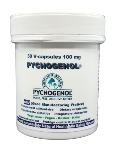 PYCNOGENOL 30 gélules végétales de 100 mg SUPER ANTIOXYDANT-testé en laboratoire (Horphag Research Suisse), sans allergènes. Aussi 90 et 180 gélules