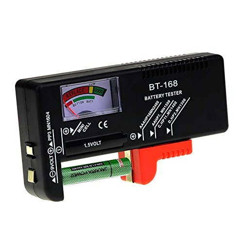 OcioDual Testeur de Piles AA AAA C D 9V 1,5V LR03 LR6 LR14 LR20 BATTERIES Bouton Tester Noir BT-168