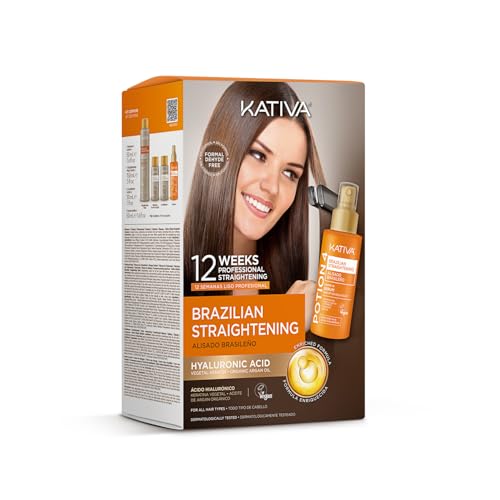 Kativa Premium Kit de lissage brésilien - Nouvelle formule avec acide hyaluronique - sérum sans rincage