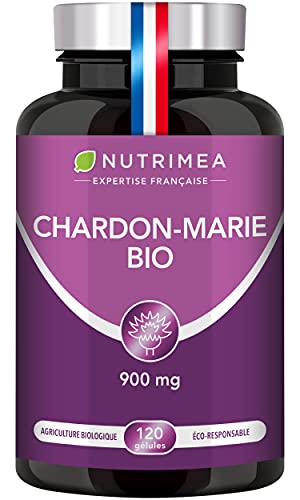 Chardon Marie BIO - Poudre de Graines Pure Sans Excipient - Complément Foie Triple Action : Détoxification, Protection & Renforcement - Nutrimea - 120 Gélules Vegan - Fabriqué en France