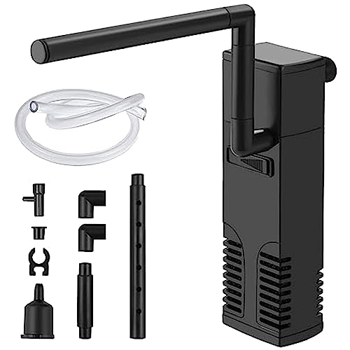 GERUI Filtre d'aquarium, Pompe d'aquarium 4w, Circulation d'eau purifiée, Filtre intérieur d'aquarium réglable, Pompe à Eau 300l / h, Filtre d'aquarium Fluide avec Pompe à Eau pour Aquarium 60L