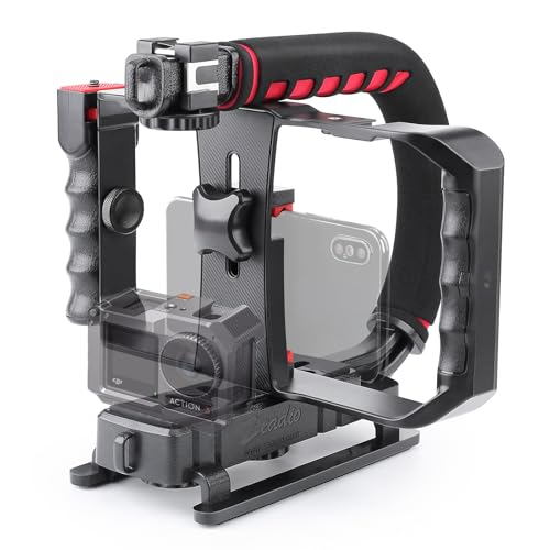 Zeadio Stabilisateur vidéo Portable pour caméra d’Action avec Support vidéo pour Smartphone pour Tous Les Types de caméras, caméscopes et Smartphones