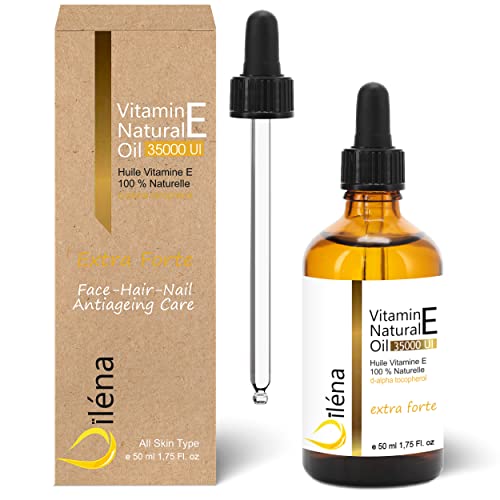 Huile de Vitamine E (tocophérol) Végan 100% naturelle, Soin Anti Age Visage, Démaquillant waterproof, Corps et Cheveux, Ongles et Cuticules, Hydratante Réparatrice Mains 50 ml