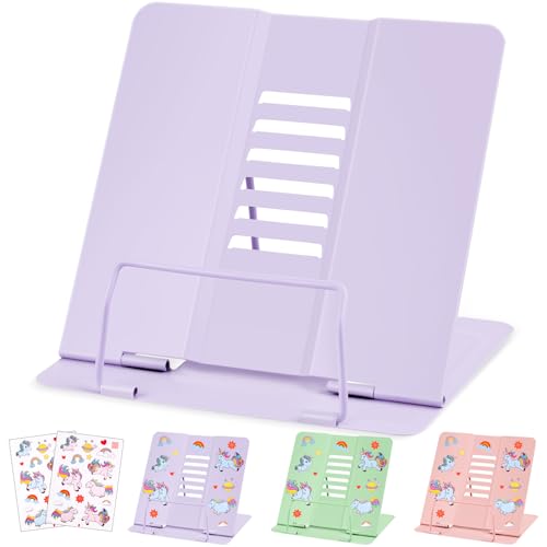 Support de Lecture, Porte-Livre Chevalet en Métal, Portable réglable Support Livre en métal, pour Livres Recette Manuel Portable Porte-Copie Chevalet Pupitre Stand, Violet