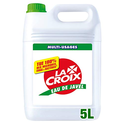 LA CROIX - Eau de Javel La Croix 3,6 % Désinfectant - Tue 100 % des Microbes, Virus et Bactéries - Nettoyant Ménager Multi-Usage - Hygiène Parfaite - Bidon 5 L