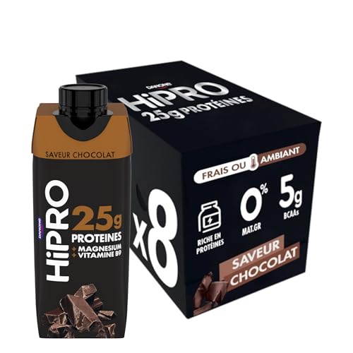 Hipro - Boisson protéinée goût chocolat - 330ml - Lot de 8x330ml