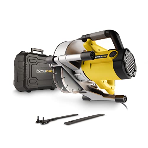 Powerplus Rainureuse Murale POWX0650 - Rainureuse à Maçonnerie de 1800 W - Fraise à Rainurer avec Lames de Scie de ø 150 mm - Outil de Fraisage avec Capacité de Coupe jusqu'à 45 mm