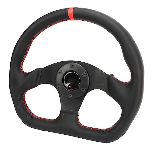 Volant de Course de Type D, Volant de Voiture de Sport Léger, Cuir, Fonctionnement Flexible, Prise en Main Confortable, Cadre Noir élégant pour Véhicule