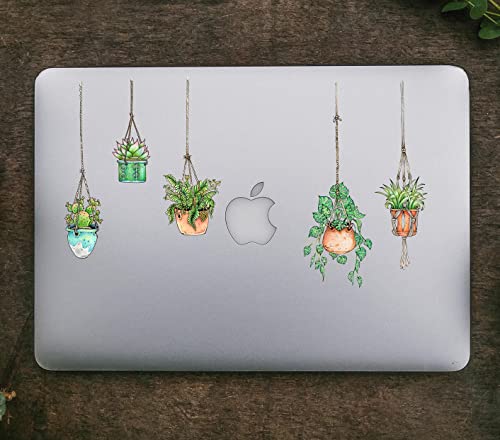 Autocollant Ordinateur Portable - 5 x Superbes illustrés Stickers Macbook Air Décoratifs au Motif Plantes Suspendues - Stickers Ordinateur Portable - Accessoire PC Portable V2