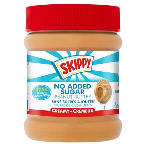 SKIPPY - Beurre de Cacahuètes Sans Sucre Ajoutés - Texture Crémeuse - Saveur à l'Américaine - Sans Huile De Palme - 340 g