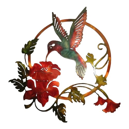 Décoration Murale en Métal Oiseaux, 31cm Colibri Collectant du Ne-ctar Art Mural Moderne, Déco Murale à Suspendre Oiseau pour Cadeau Intérieur Extérieur Maison Jardin Salon Chambre Bureau