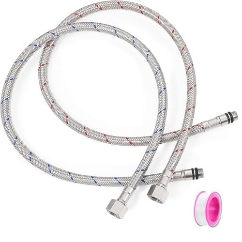 Fokroin 2 Pièces Flexible Robinet, Tuyaux de Raccordement Flexibles Robinets g3/8, m10-80cm, Rallonge de Tuyau Flexible 12/17 (3/8'), Flexible Robinet, pour Cuisine Salle de Bain
