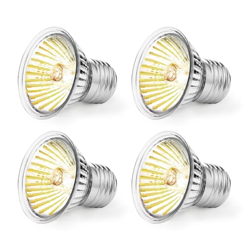EASYIVY Ampoule Chauffante Terrarium E27 UVA UVB Tortue, 50W Dimmable Lampe Reptiles Chauffante 230V Ampoule Basking Spot pour Serpent Lézard Amphibien Aquarium, Habitat pour Animaux, 4pcs