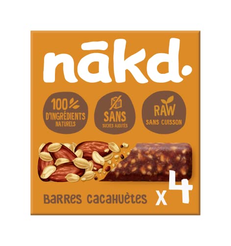 Nākd. Cacahuètes | Raw Barres de Fruits et Noix | 100% D'ingrédients Naturels | Sans Sucre Ajoutés | Vegan | 4 x 35g | 140g