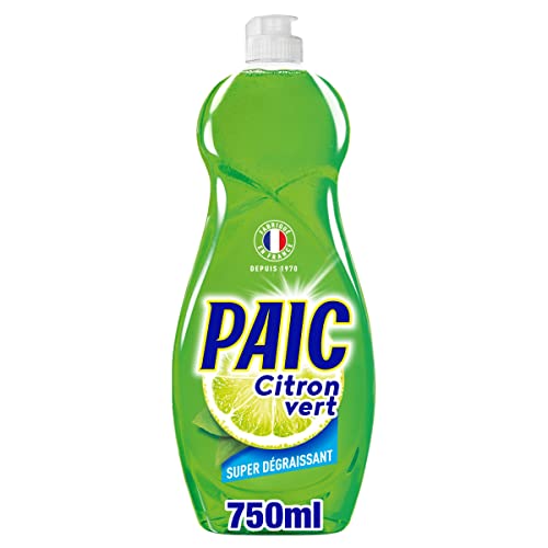 PAIC - Liquide Vaisselle Paic Citron Vert Super Dégraissant - Nettoie - Dégraisse - Élimine les mauvaises odeurs - 750 ml