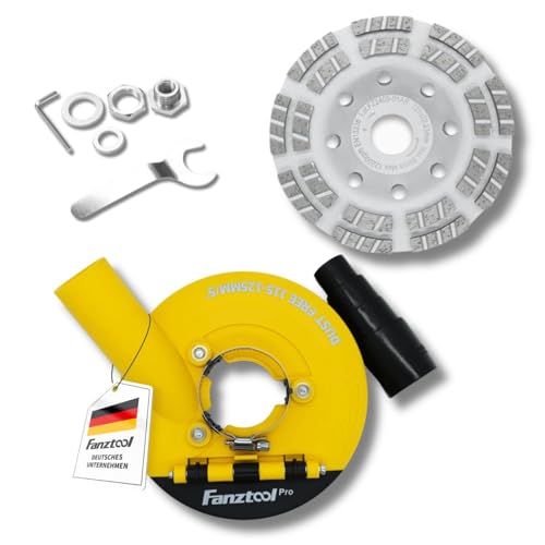 FANZTOOL Modèle 2025 Carter Aspiration Meuleuse, Équipé d'un Disque de Ponçage Béton 125 mm, Qualité Professionnelle, Brosses à Ressort Améliorées, Compatibilité Universelle à 99%.