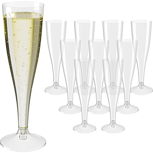 WELLGRO Lot de 60 flûtes à champagne en plastique 100 ml avec trait repère transparent sans BPA réutilisables Champagne Prosecco