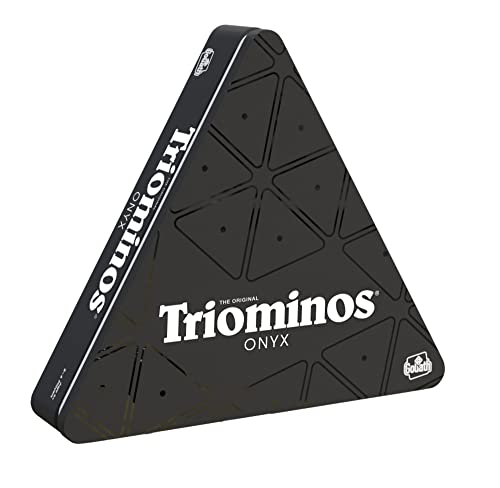 Goliath - Triominos Onyx - Dominos Triangulaires et Noirs dans une Boîte Métallique - Jeu de Stratégie - Jeu de Société - A Jouer en Famille ou entre Amis - A Partir de 6 Ans