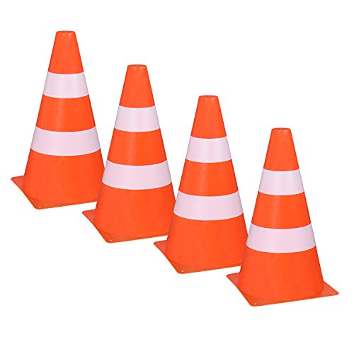 Idena 40085 – Lot de 4 cônes de signalisation en Plastique 3 ans à 99 ans pour Le Sport, l'extérieur, Le Slalom, Le Football, env. 24 x 13,5 cm, Orange, 4 Pylonen