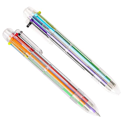 Pinsheng Lot de 8 Stylos à Bille Multicolores Stylos à Bille Roulante Rétractable 6-en-1 0.5mm 6-Couleur Stylo à Bille Stylos Encre Multicolores pour Fournitures Scolaires Bureau Cadeaux de Fête