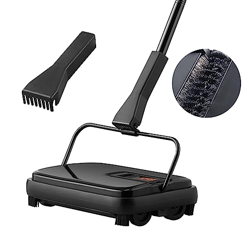 VEVOR Balai Mécanique Trajectoire de Balayage 200 mm Balayeuse Manuelle pour Planchers et Tapis avec Brosses Rotatives Facile à Vide Silencieux Nettoyeur de Sols Durs et Stratifiés sans Électricité