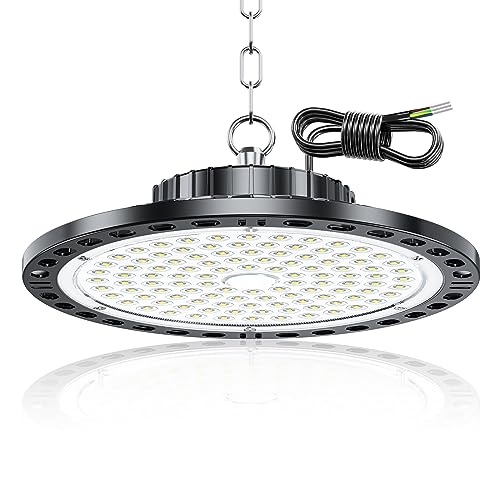 UFO Projecteur LED Industriel - 100W 10000LM High Bay Eclairage Atelier, IP65 Étanche Plafonnier LED, 7000k Blanc Froid Lampe Atelier pour Garage, Chantier, Entrepôt, Usine, Cour