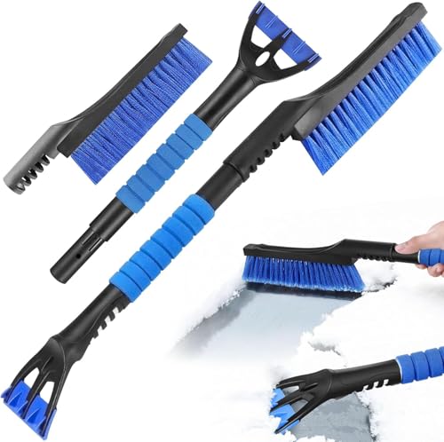 Neige Balai A Neige,2 en 1 Grattoir à Glace et Brosse à Neige,Grattoir à Glace pour Voiture avec Lame en Caoutchouc,Brosse à Neige Voiture Ajustable our Auto pour Camions Auto Pare-Brise de Camion