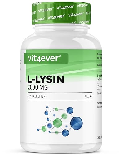 L-Lysine 2000-365 comprimés - 1000 mg par UN comprimé - Provient de la fermentation végétale - - Sans additifs indésirables - Hautement dosé - Végétalien