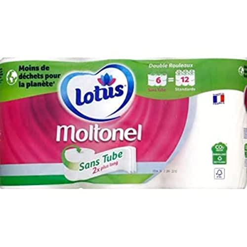 Lotus Moltonel Sans Tube - Papier toilette 3 épaisseurs - 6=12 rouleaux (blanc)