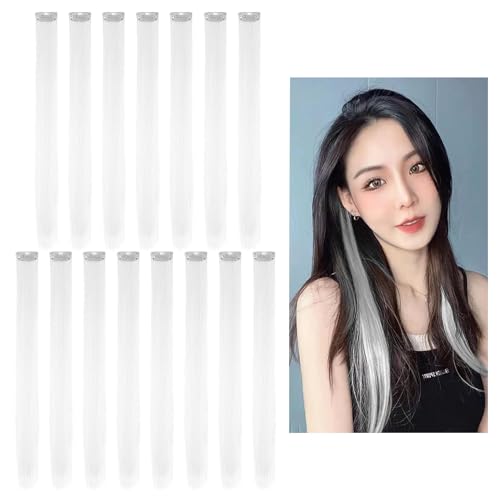 Lot de 15 extensions de cheveux blanches à la mode, diadèmes pour cheveux lisses pour filles, décorations de cheveux extensions, accessoires de bijoux de perruque
