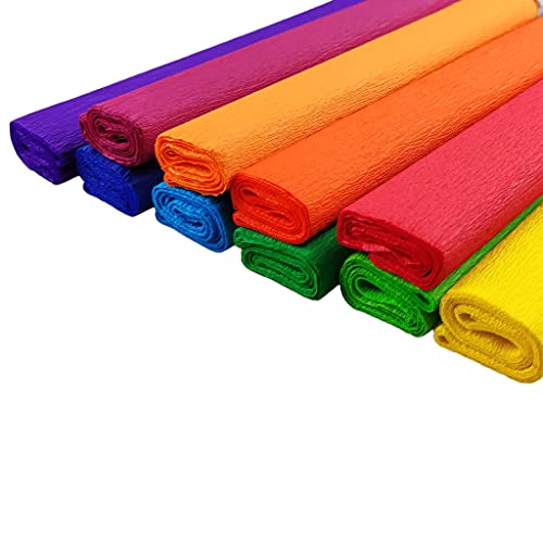 Netuno 10 rouleaux de papier crépon couleurs assorties 200 x 50 cm papier crêpe multicolore papier de soie 10 couleurs différentes papier crépon pour bricolage décoration DIY loisirs créatifs