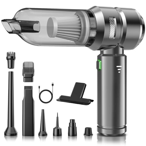 NVKHG Aspirateur à Main, 22000Pa Aspirateur à Main Sans Fil, 3 Vitesses 8000 tr/min électrique Avec Moteur Sans Brosse, Mini Aspirateur, Aspirateur Voiture Sans Fil Pour Bureau, Maison, Cuisine, Poils