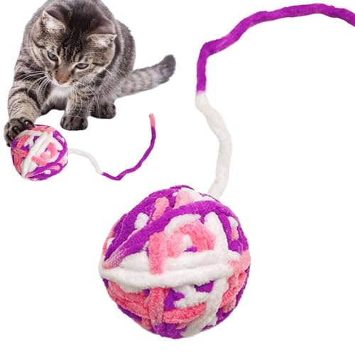 Boules floues de Chat, Balles pour Chat en Fil de Laine avec grelot, Jouets de Boule de Chat avec Cloche, Boules floues de Pompon de Chat Jouets interactifs colorés pour Chats et Chatons d'intérieur