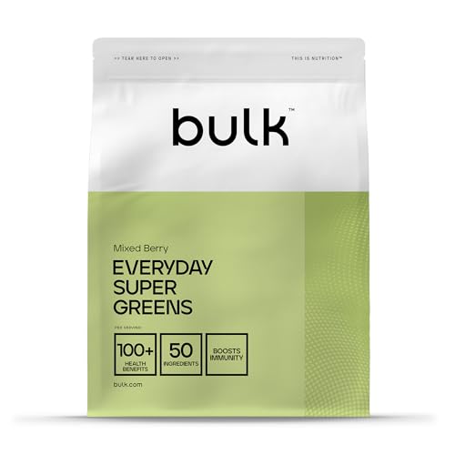 Bulk Everyday Super Greens Poudre | Fruits Rouges | 30 Portions | Avec 50 Vitamines, Minéraux & Superaliments | Riche en Vitamine C, D & B12 | Soutient Immunité & Bien-être