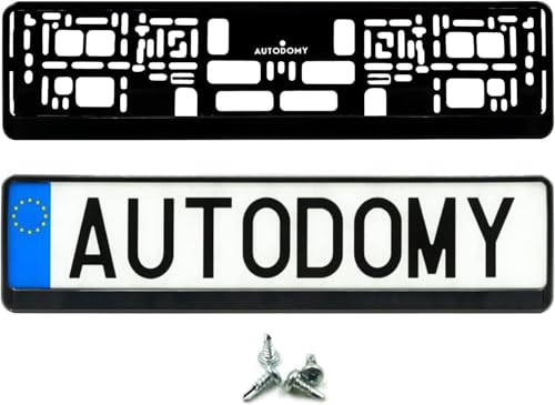 Autodomy Pack 2 Unites Support Plaque Immatriculation Voiture 520x110 mm + 4 Vis | Supports Plaque Immatriculation Auto | Valable pour Toute Voiture | Support Fixation pour Plaque Immatriculation