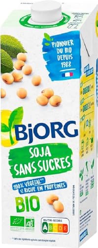 BJORG - Boisson Végétale Soja Sans Sucres - Boisson Bio - Riche en Protéines - 1L - lot de 6 (total de 6 L)