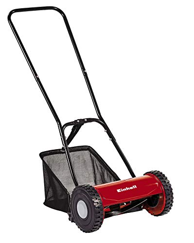 Einhell Tondeuse à gazon manuelle GC-HM 300 (jusqu’à 150 m², cylindre de coupe, 5 lames en acier, réglage de la hauteur de coupe sur 4 niveaux de 15 à 42 mm, bac de ramassage de 16 litres)
